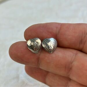 Bloomingdale’s Vintage 90's Dainty Sterling Silver 925 Heart Earrings Romantic